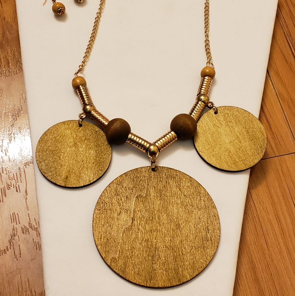 Wood Necklace and Earring Set